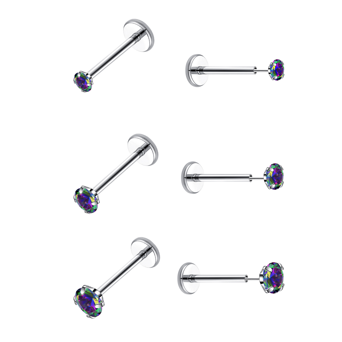 Tragus Flat Back - Brinco sem rosca com parte traseira