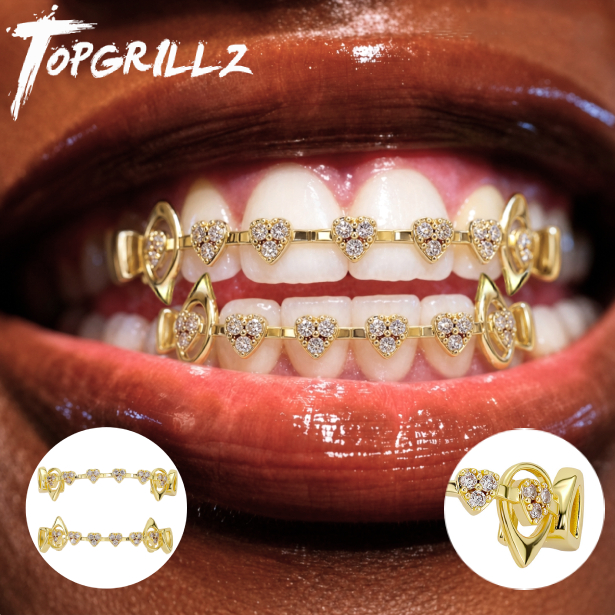 Body Jewelry Changing Kit - TOPGRILLZ Conjunto de Grillz Coração Oco