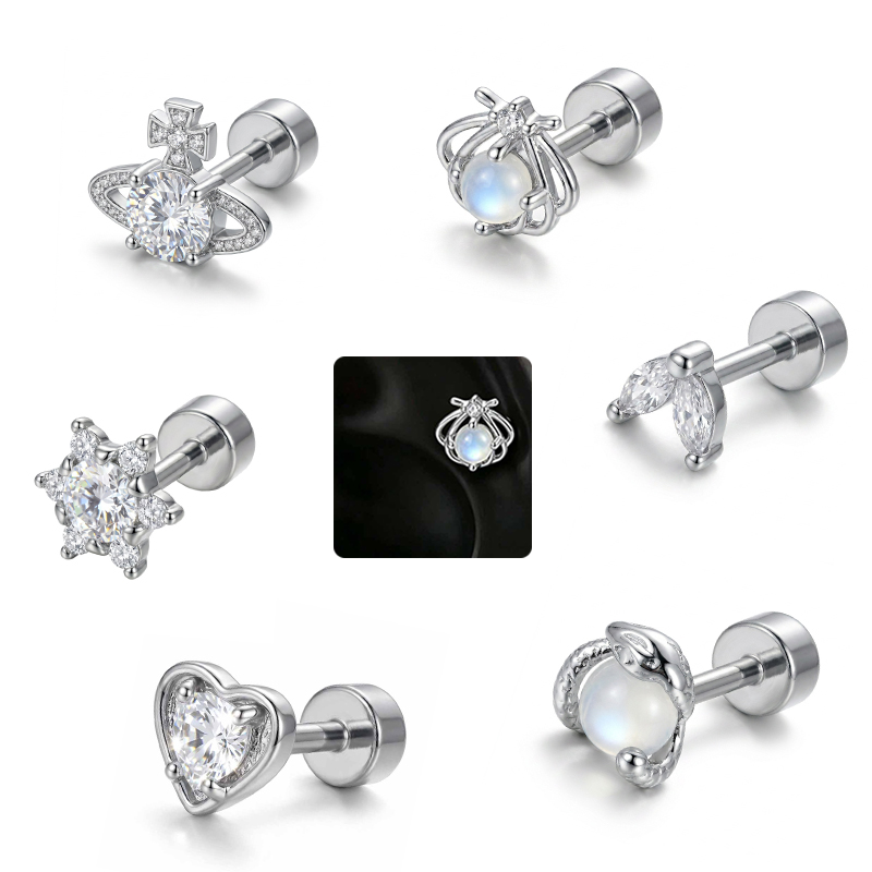 Tragus Flat Back - 1PC Brinco Hipoalergênico de Cartilagem Feminino