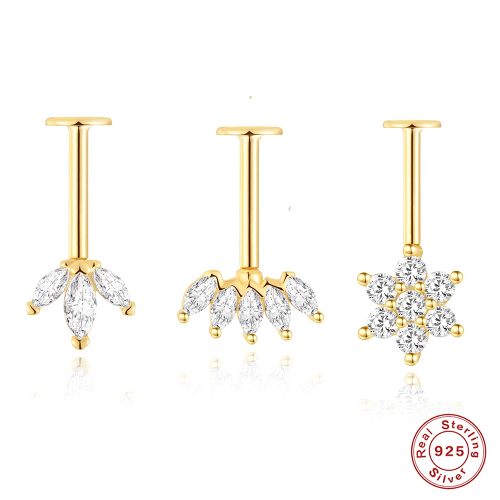 Tragus Flat Back - Aide 925 brinco de prata esterlina