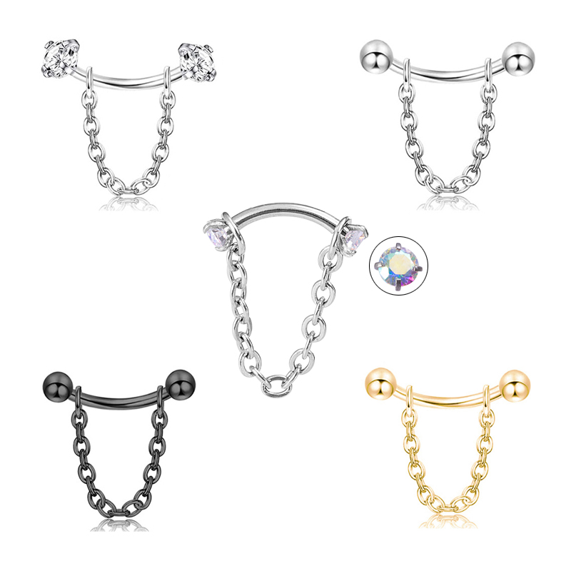 Rook Curved Barbell - 1pc zircão bola cone sobrancelha pierc
