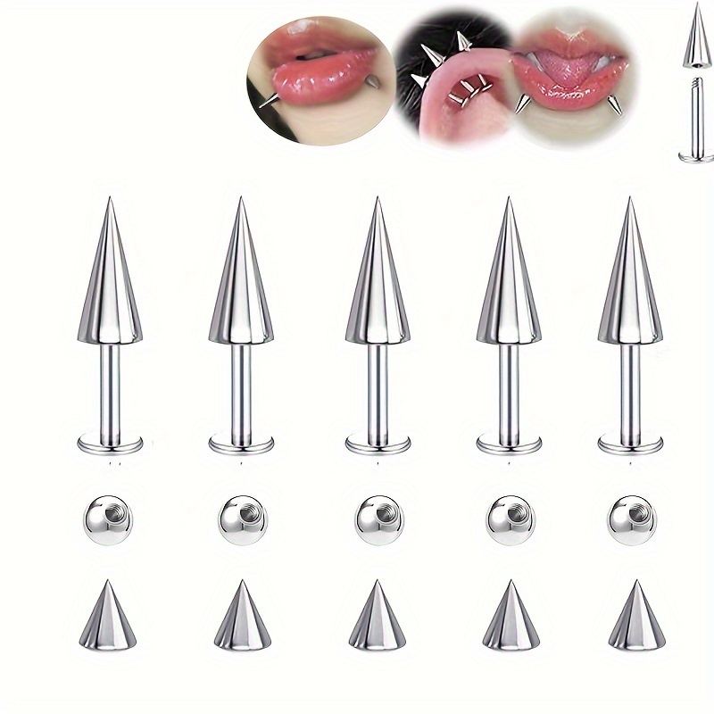 Body Jewelry Replacement Ball - 5 pcs Spikes Punk Moda Aço