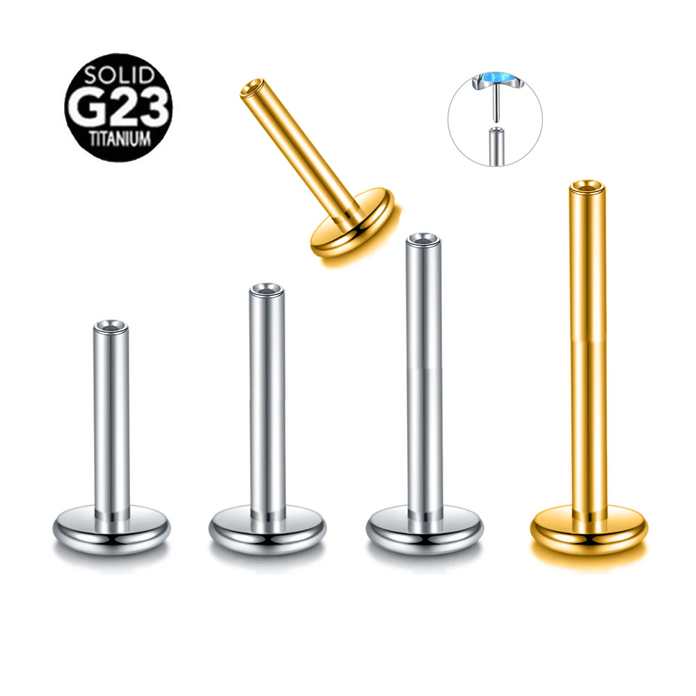 Flat Back Labret Stud - 10 pçs/lote ASTM F136 G23 Titânio