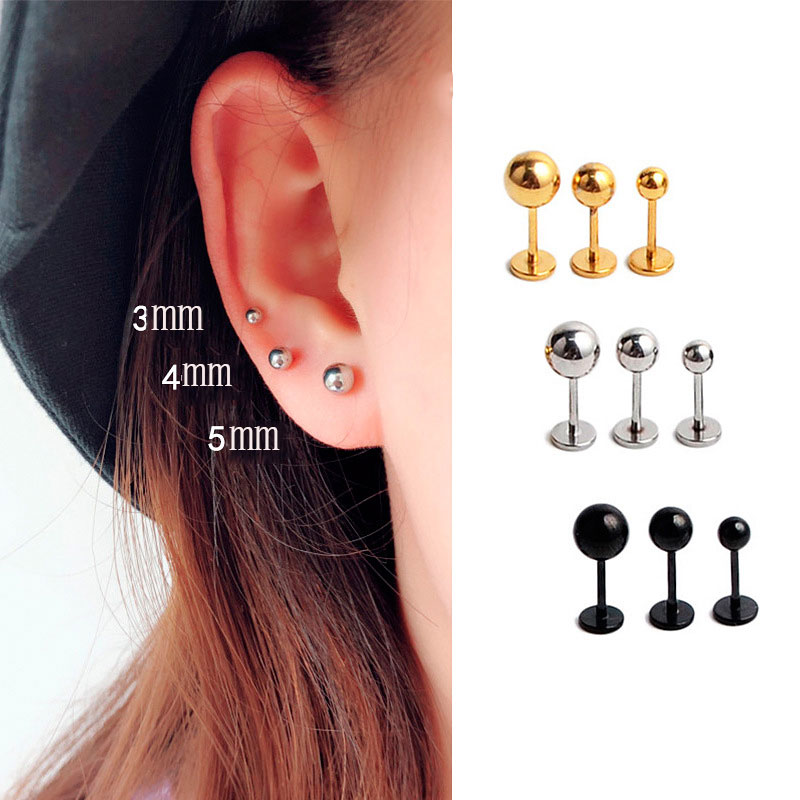 Flat Back Labret Stud - 1 par de brincos de aço