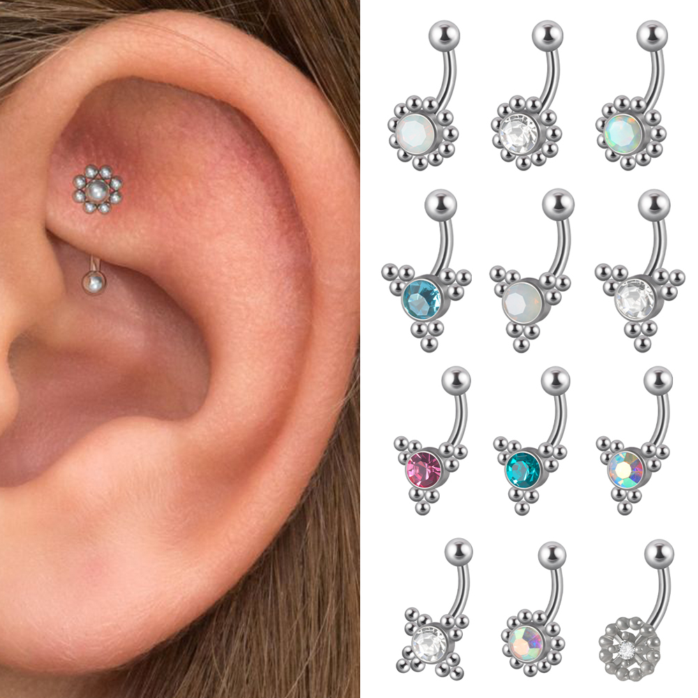 Rook Curved Barbell - 1 peça g23 titânio 16g cristal