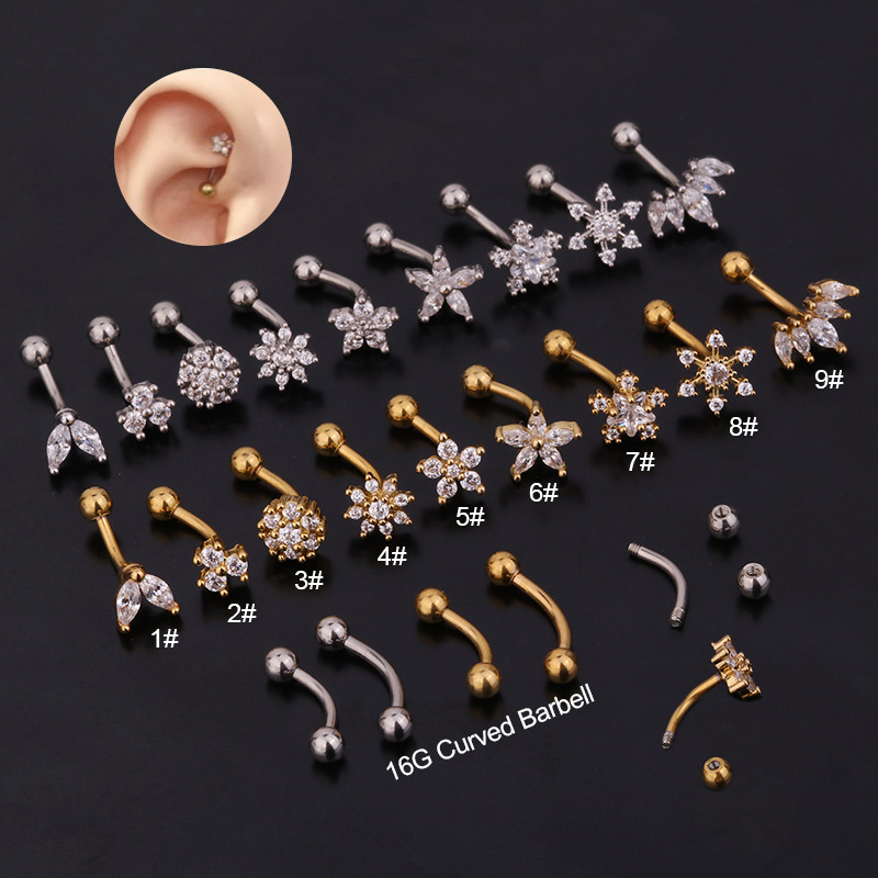 Rook Curved Barbell - 1 peça 1.2x8mm sobrancelha daith anel
