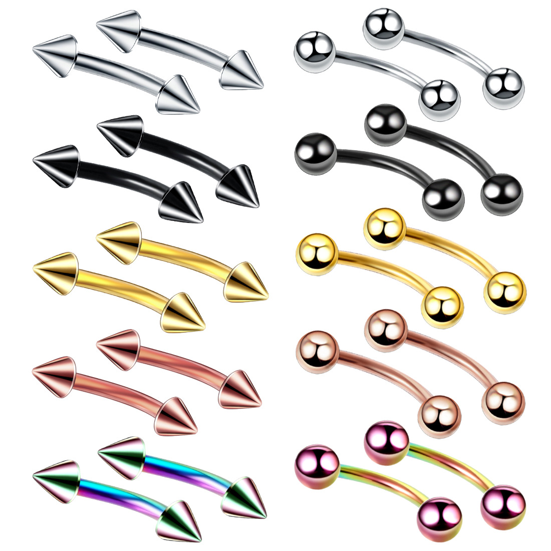 Rook Curved Barbell - Aço Sobrancelha Banana Piercing Anel, Barbell