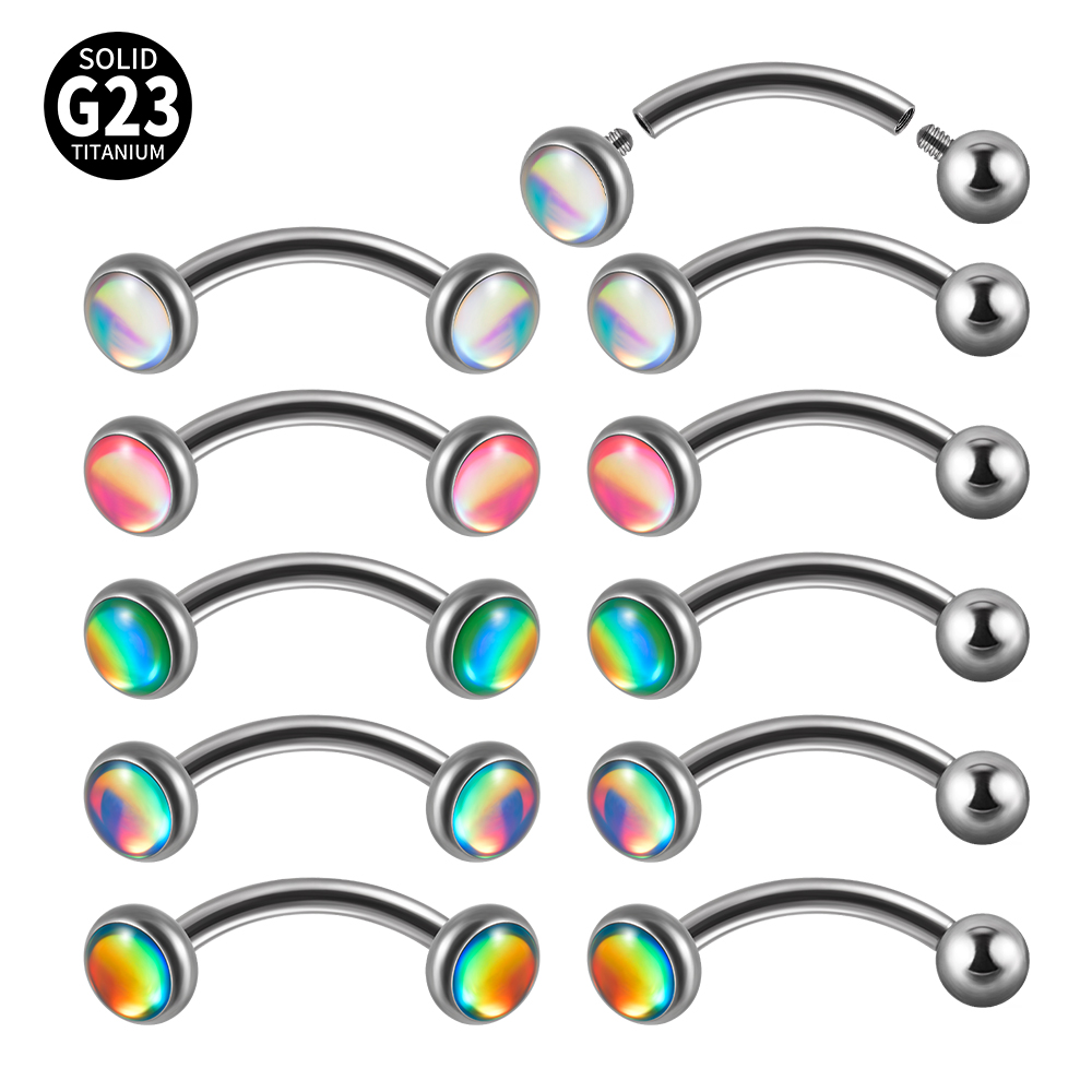 Rook Curved Barbell - 1 peça g23 titânio 16g flash
