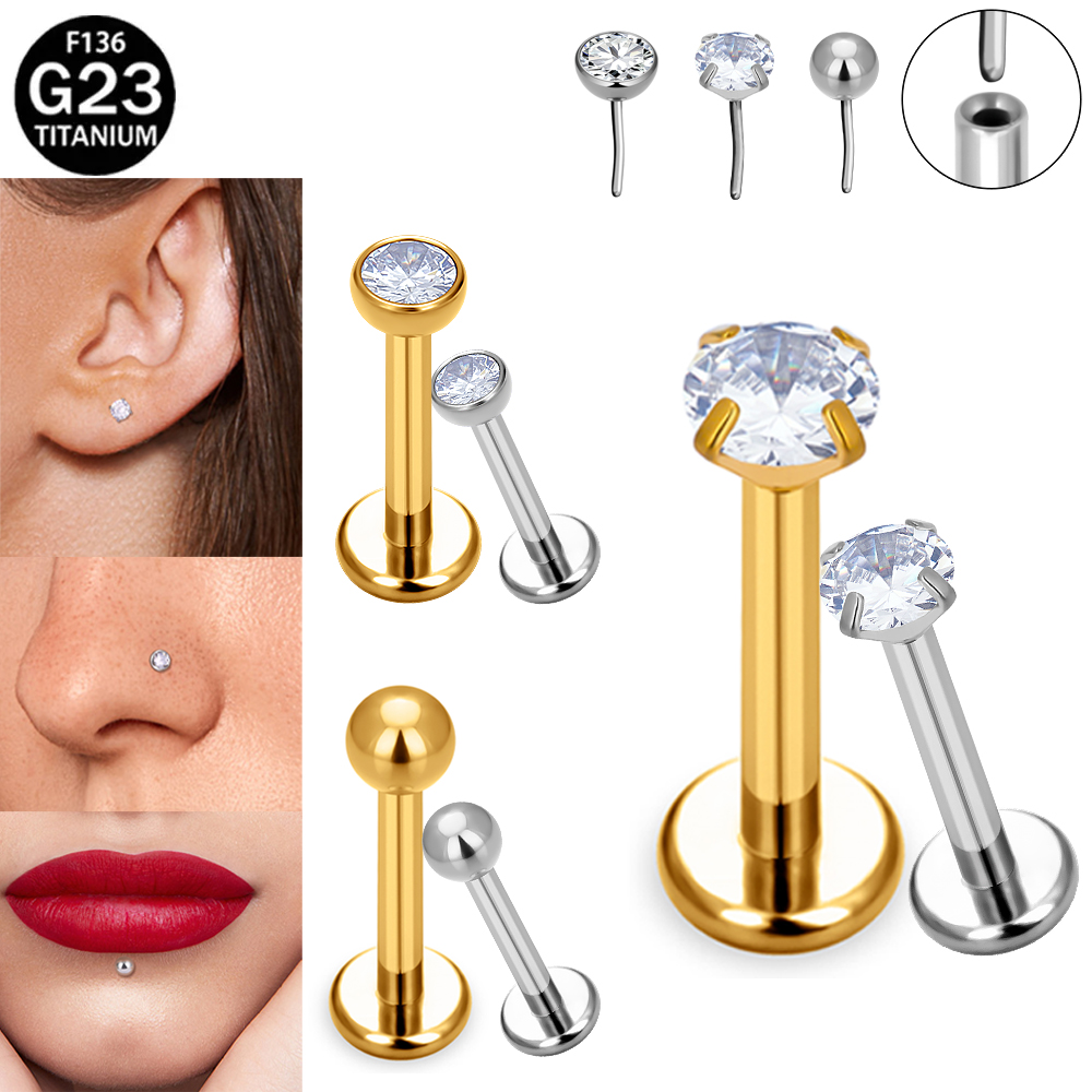 Flat Back Labret Stud - Brinco Labret F136 G23 de Titânio