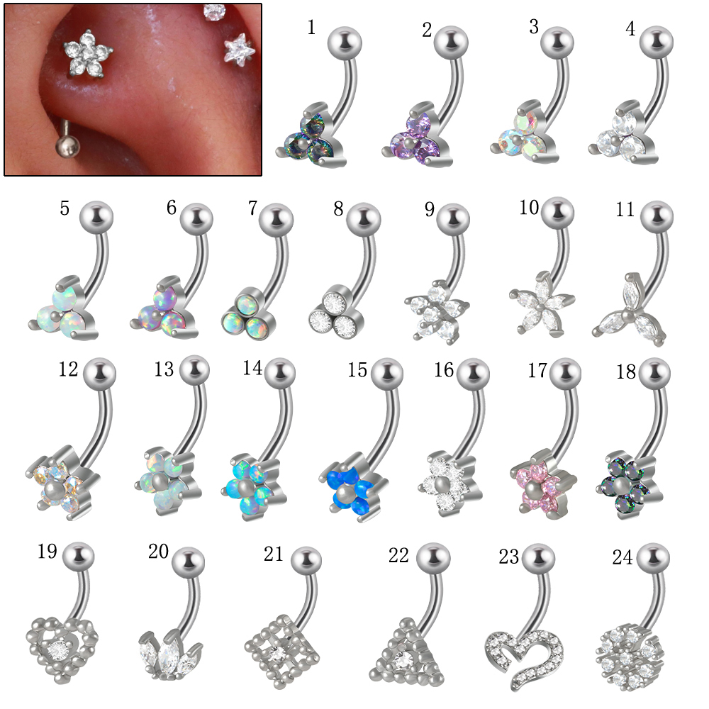 Rook Curved Barbell - 1pc g23 titânio 16g flor de