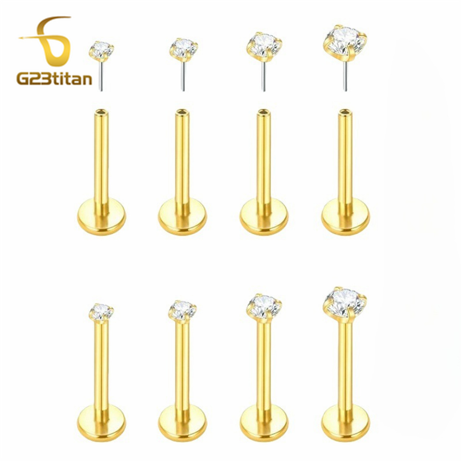 Tragus Flat Back - 2 peças Piercings de Titânio G23