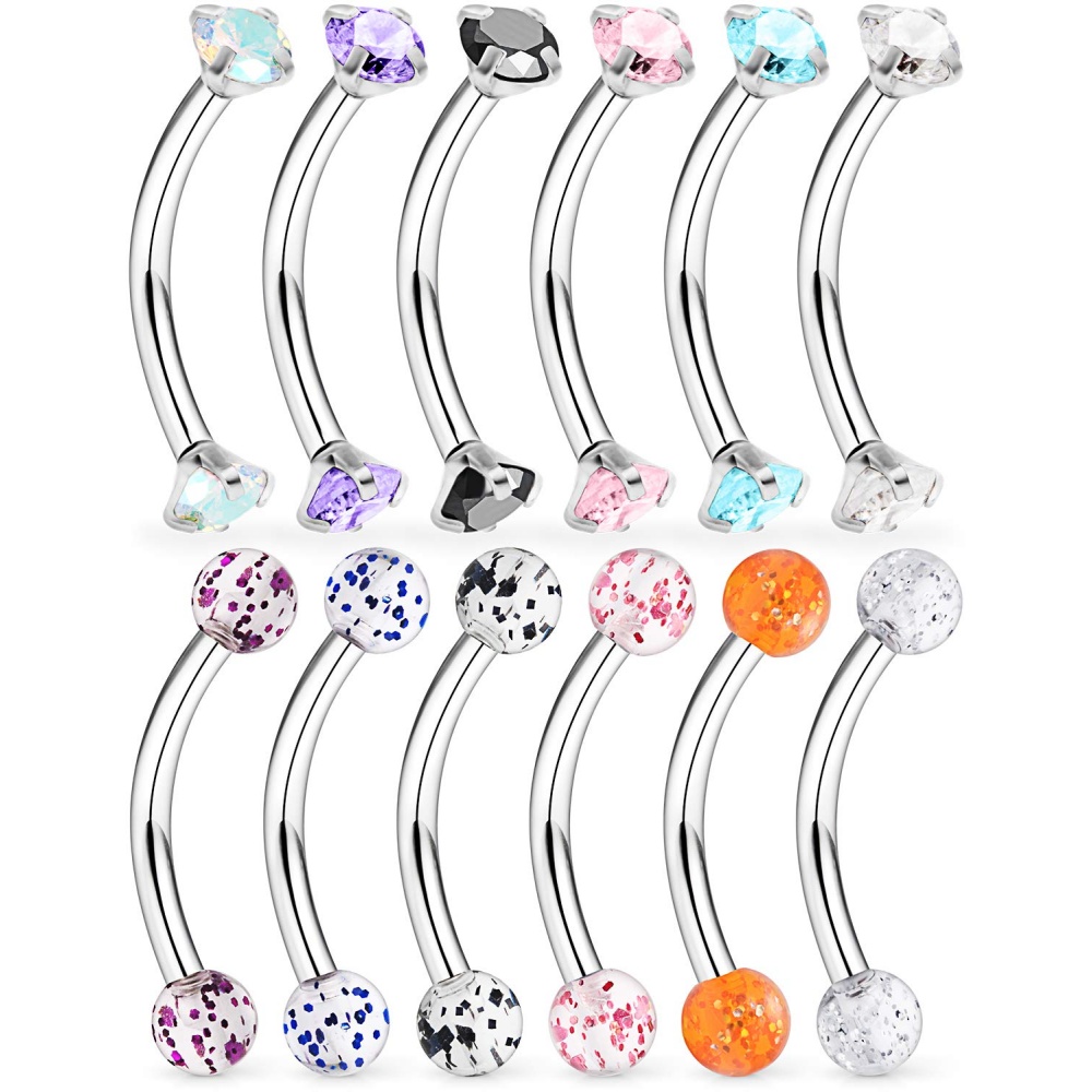 Rook Curved Barbell - Anéis de perfuração de sobrancelhas de