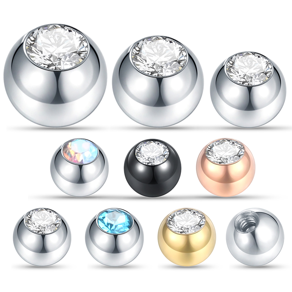 Body Jewelry Replacement Ball - 10 pçs aço piercing bolas cz