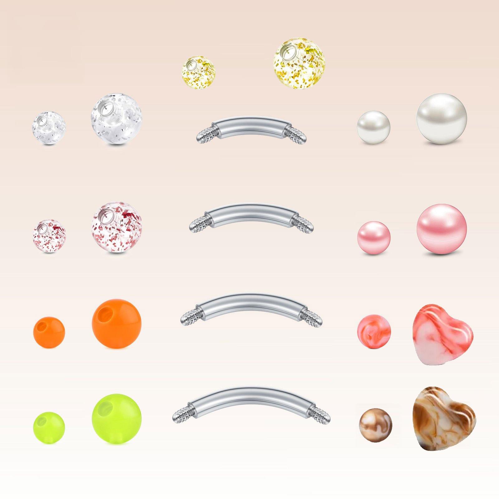 Body Jewelry Replacement Ball - 22pcs 14G Navel Barbell Anéis de