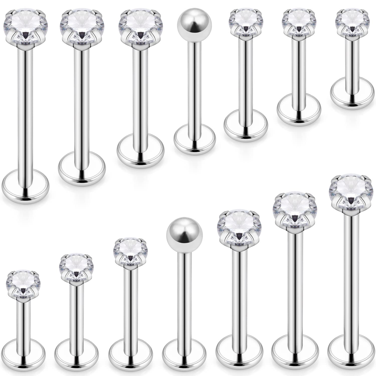 Flat Back Labret Stud - 16G Tamanhos Diferentes Flat Back Stud
