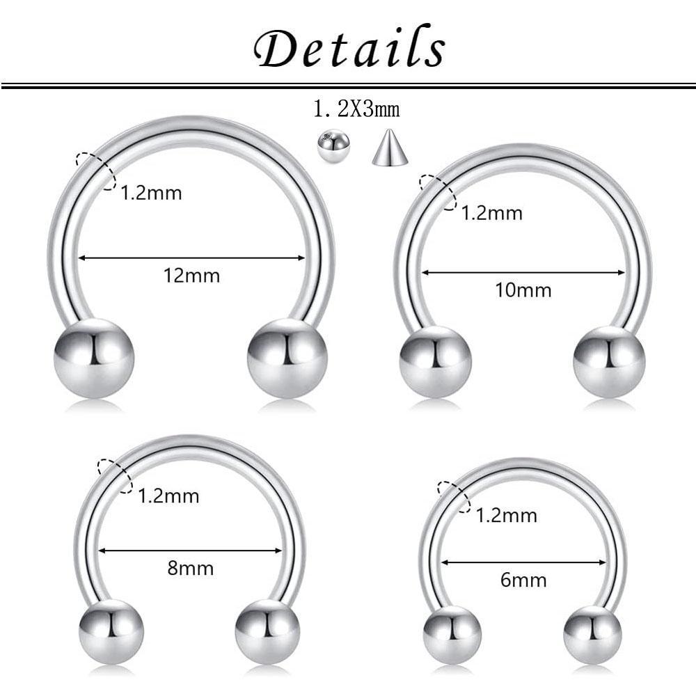 1-16Pcs Set 16G Horseshoe Sept - Body Jewelry Replacement Ball avaliação e preço