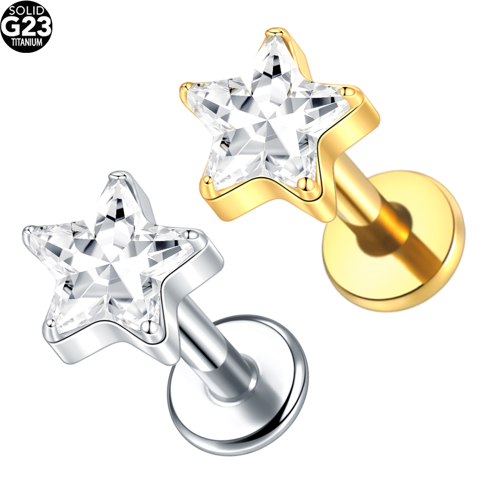 1/5 pçs g23 titânio orelha car - Flat Back Labret Stud avaliação e preço