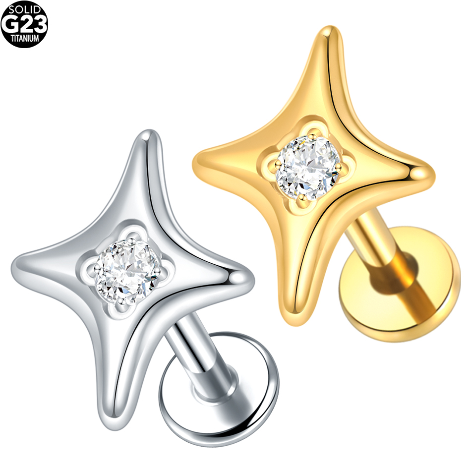 1/5 pçs g23 titânio orelha car - Flat Back Labret Stud avaliação e preço
