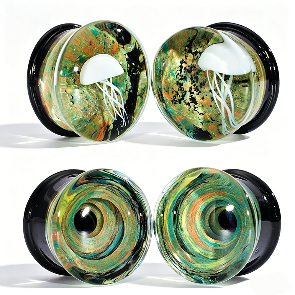 Par de Plugs de Orelha de Vidr - Body Piercing Quality Jewelry avaliação e preço