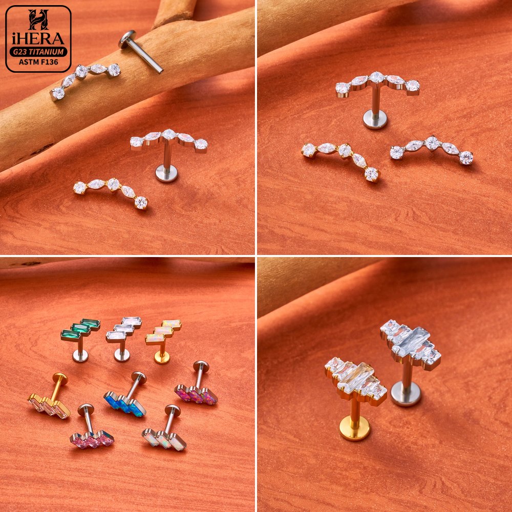 Piercing de Titânio ASTM F136  - Flat Back Labret Stud avaliação e preço