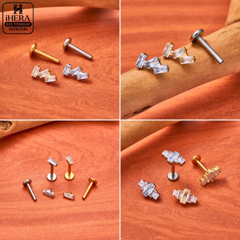 Piercing de Titânio ASTM F136  - Flat Back Labret Stud avaliação e preço