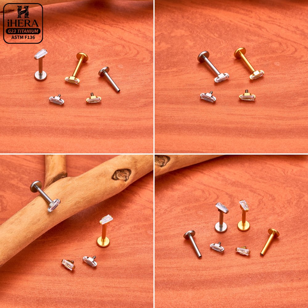 Piercing de Titânio ASTM F136  - Flat Back Labret Stud avaliação e preço