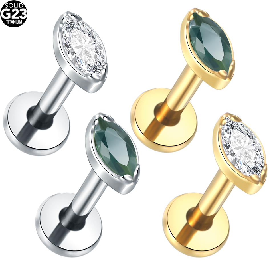 Brincos de cartilagem de titân - Flat Back Labret Stud avaliação e preço