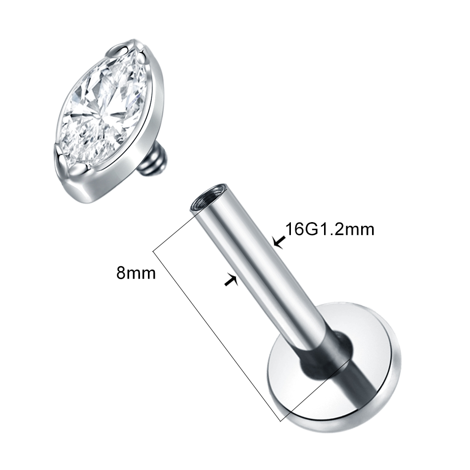 Brincos de cartilagem de titân - Flat Back Labret Stud avaliação e preço