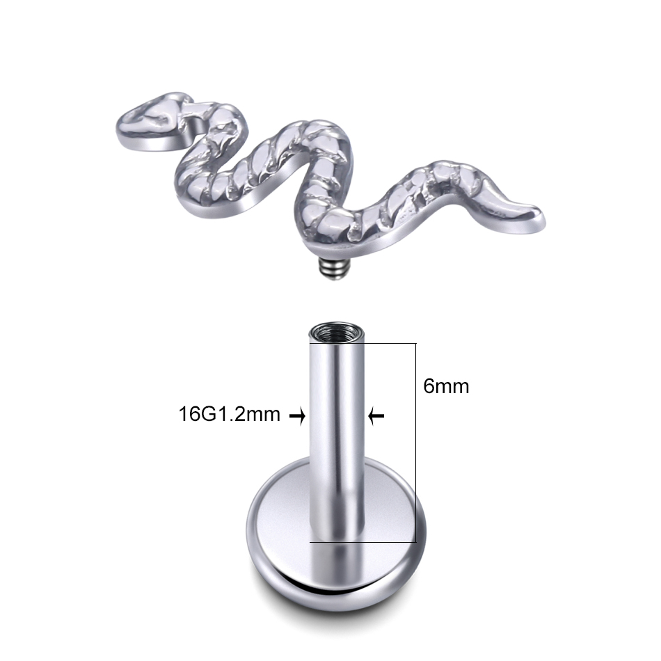 10 pçs/lote titânio viper cobr - Flat Back Labret Stud avaliação e preço