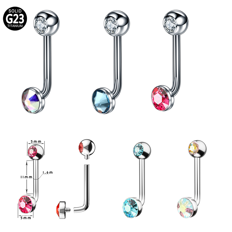 1 peça f136 titânio 14g cz gem - Body Jewelry Vch avaliação e preço