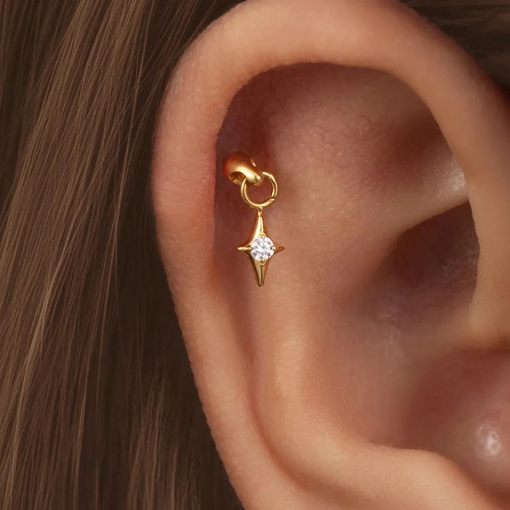 1PC Piercing Labret de Titânio - Rook Curved Barbell avaliação e preço