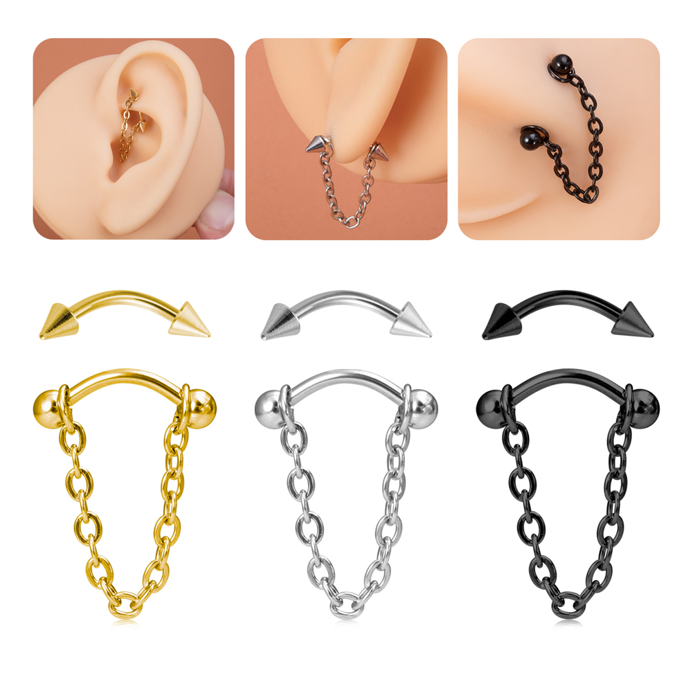 1pc zircão bola cone sobrancel - Rook Curved Barbell avaliação e preço