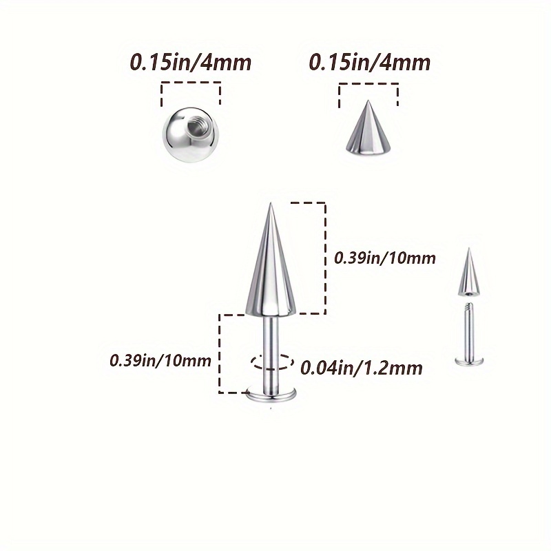 5 pcs Spikes Punk Moda Aço Ino - Body Jewelry Replacement Ball avaliação e preço