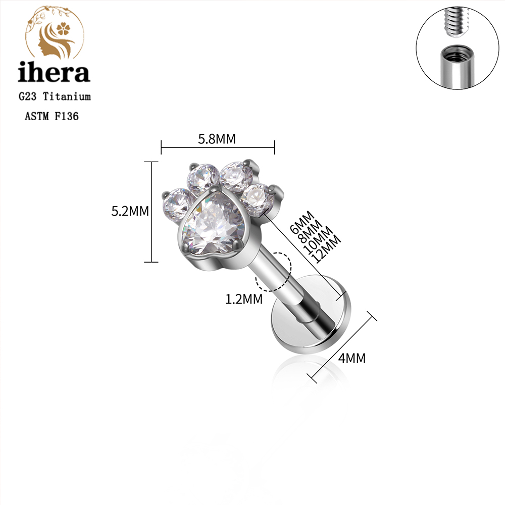 Piercing de Titânio ASTM F136  - Flat Back Labret Stud avaliação e preço