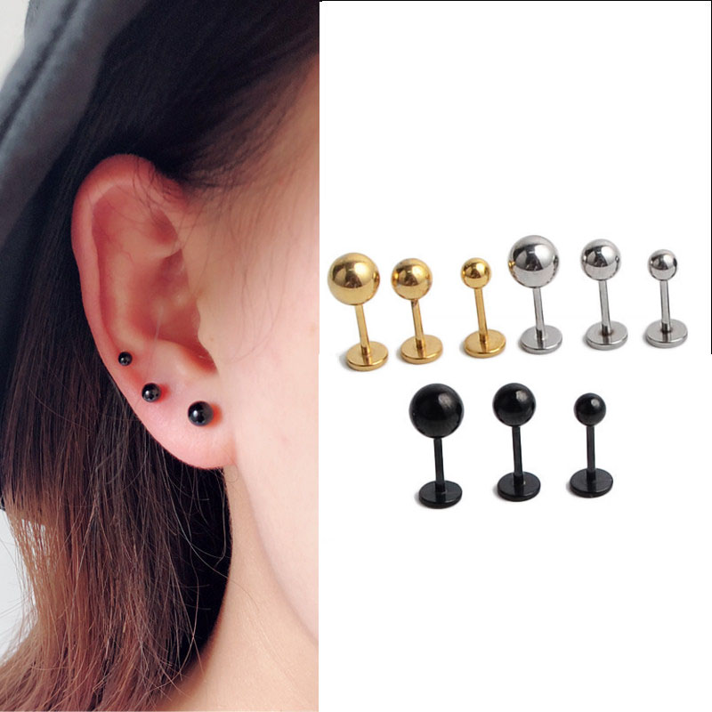 1 par de brincos de aço titâni - Flat Back Labret Stud avaliação e preço