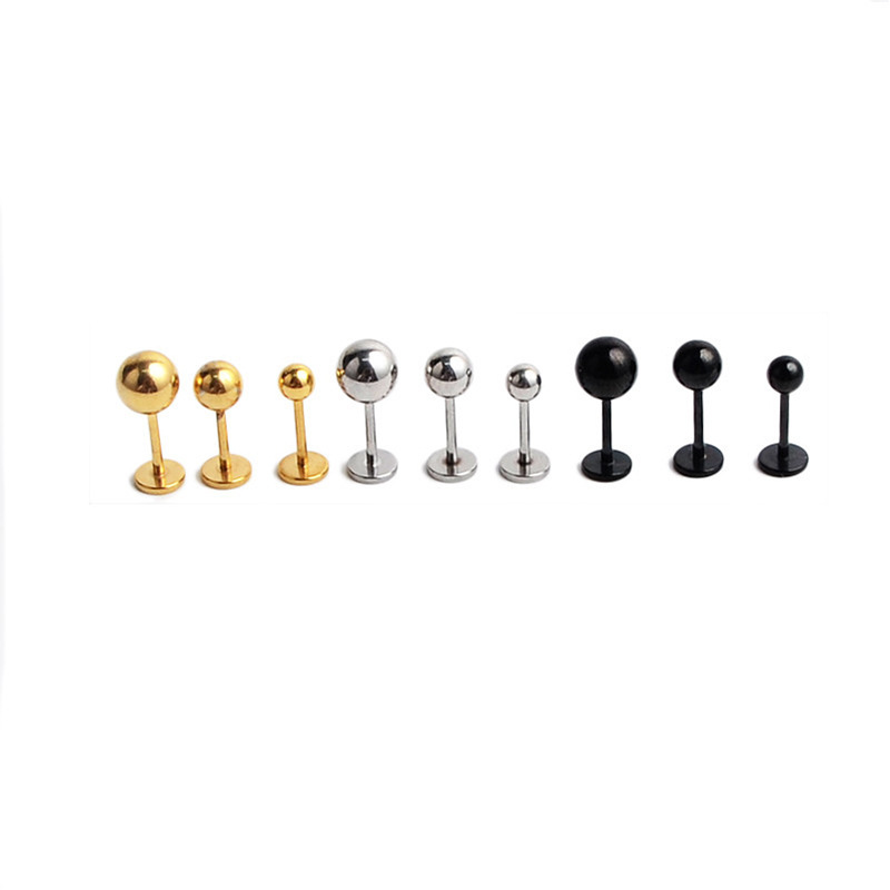 1 par de brincos de aço titâni - Flat Back Labret Stud avaliação e preço