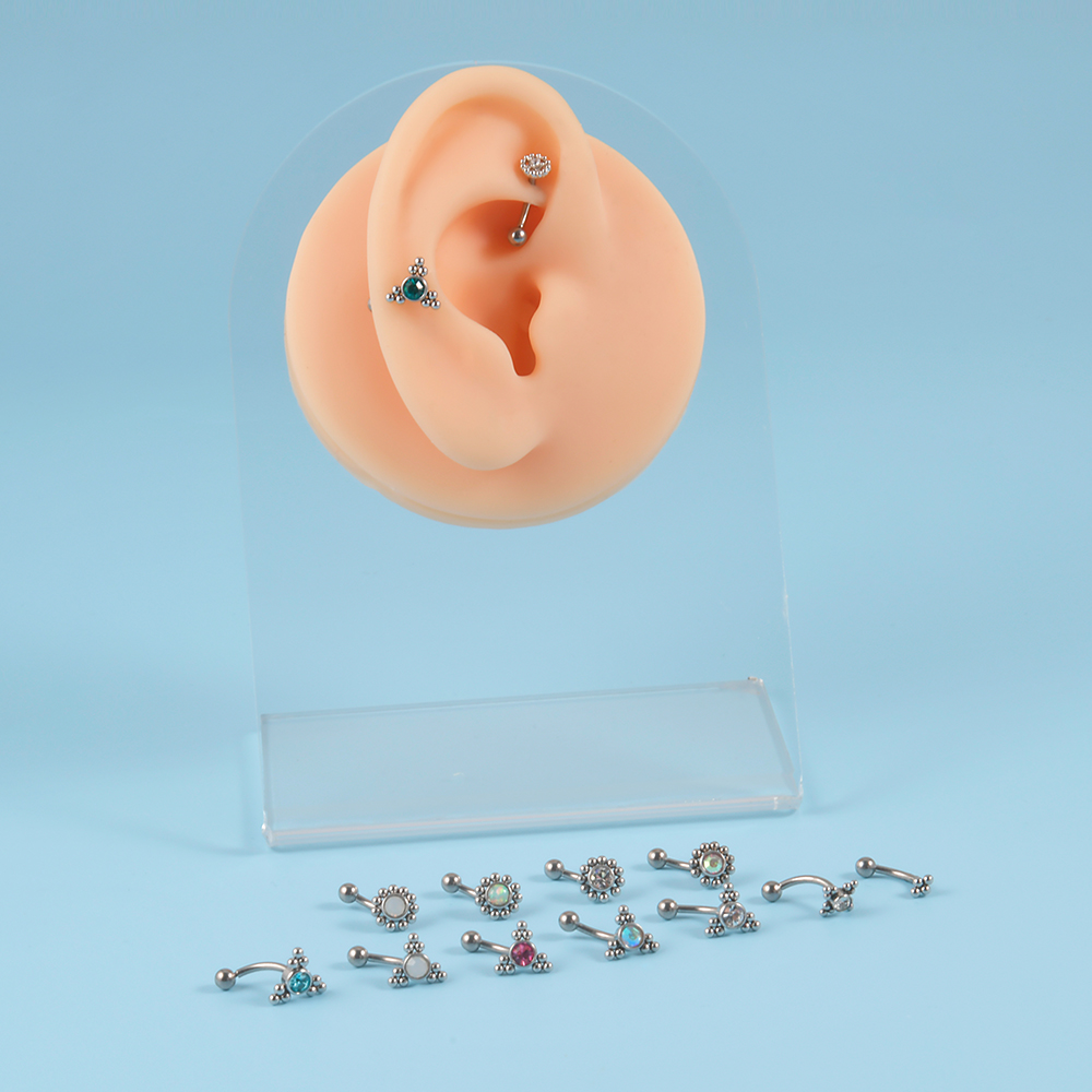1 peça g23 titânio 16g cristal - Rook Curved Barbell avaliação e preço