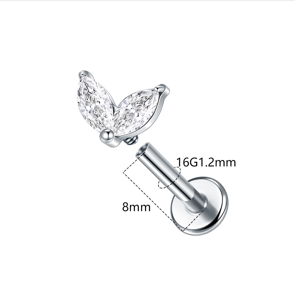 1pc Titanium White Green Zirco - Flat Back Labret Stud avaliação e preço