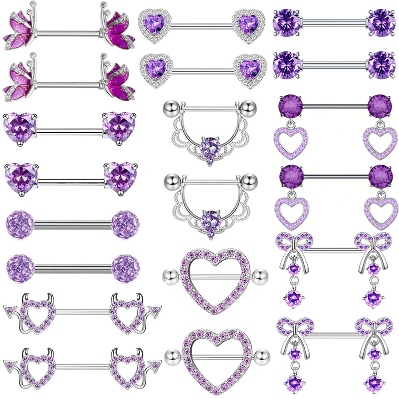 Roxo butterlfy mamilo piercing - Body Jewelry Changing Kit avaliação e preço