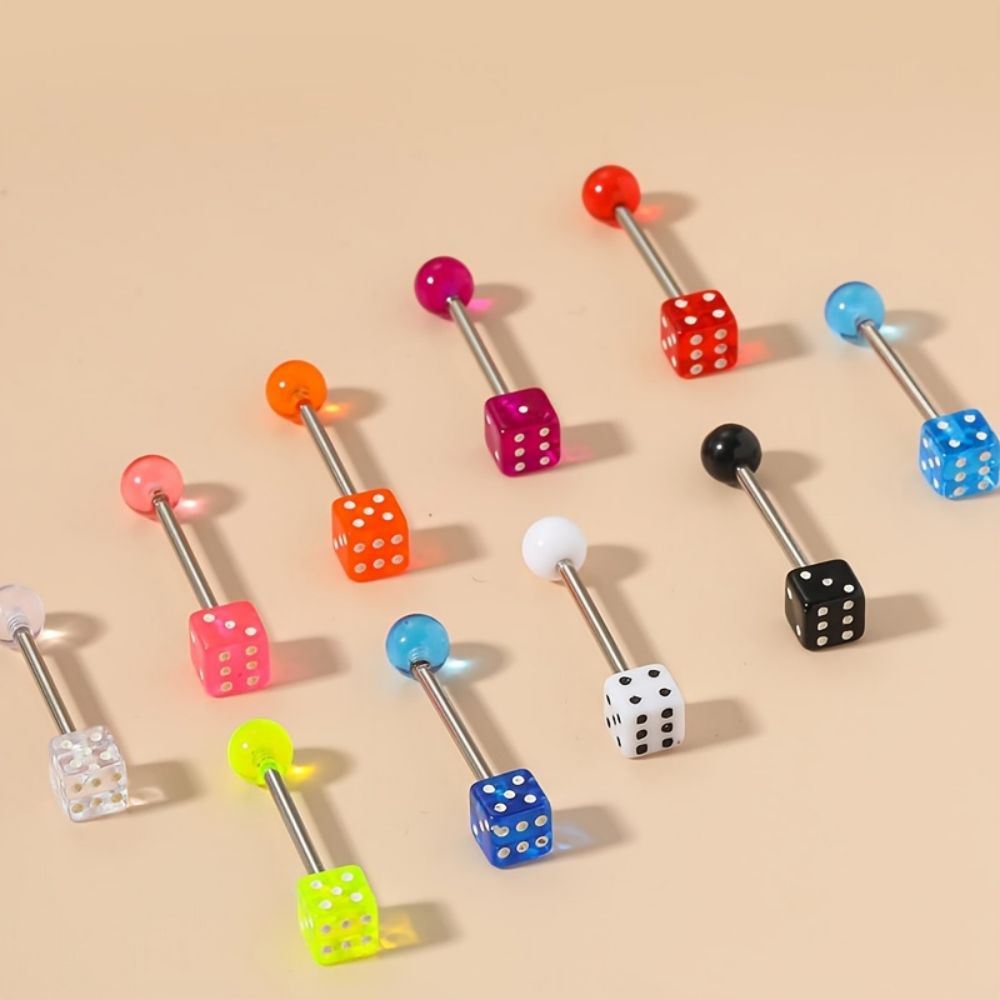 10 pcs Tongue Nails Set Multic - Body Jewelry Changing Kit avaliação e preço