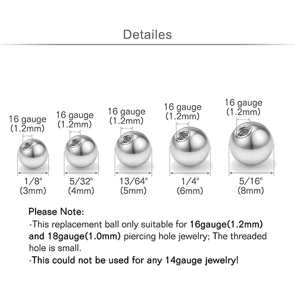 Bolas de substituição de aço c - Body Jewelry Replacement Ball avaliação e preço