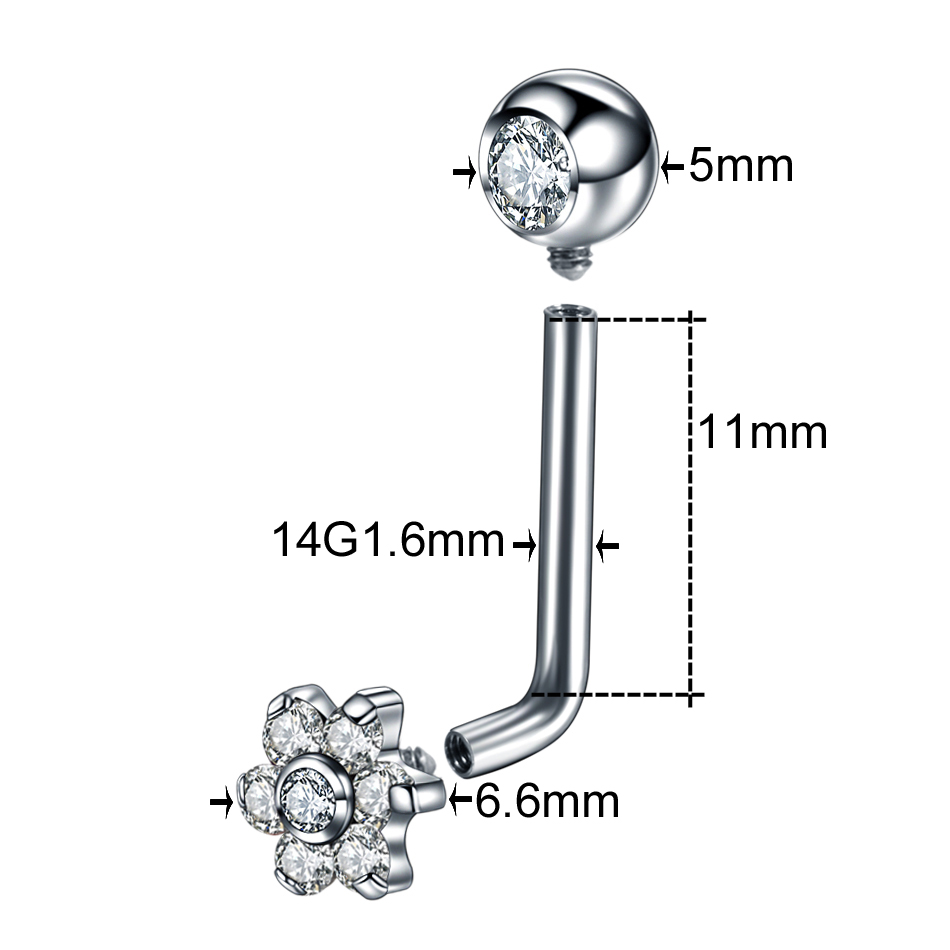 1/5 pçs titânio cz cristal flo - Body Jewelry Vch avaliação e preço