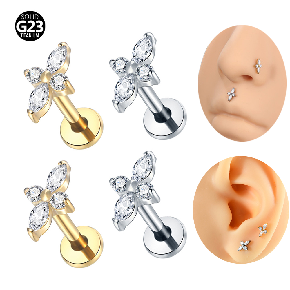 1PC Piercing Labret de Titânio - Tragus Flat Back avaliação e preço