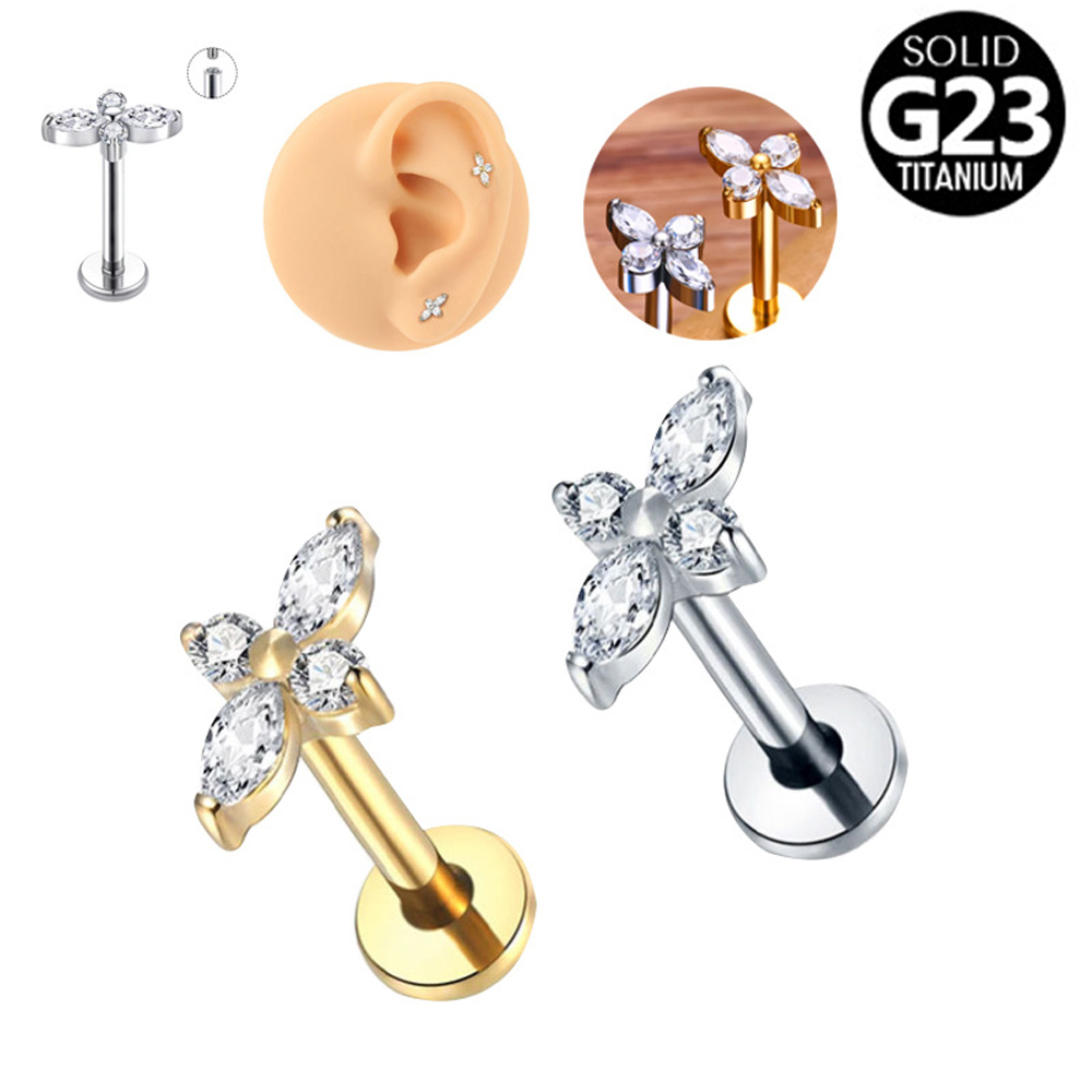 1PC Piercing Labret de Titânio - Tragus Flat Back avaliação e preço