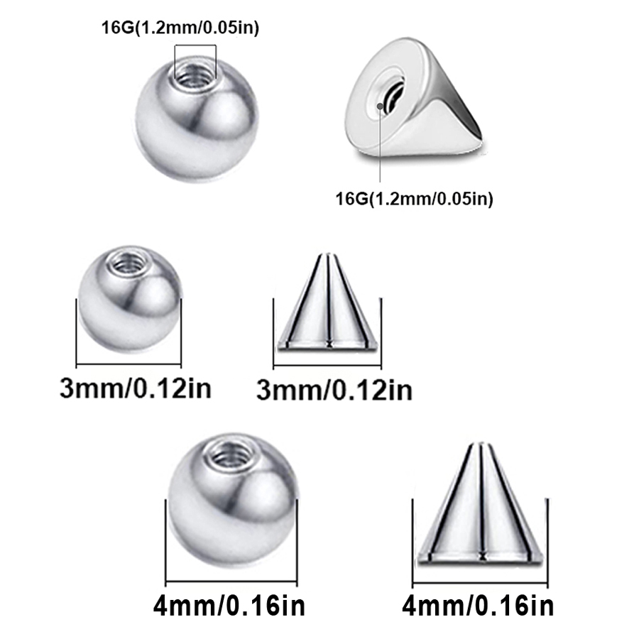 100 peças 16g 3mm 4mm substitu - Body Jewelry Replacement Ball avaliação e preço
