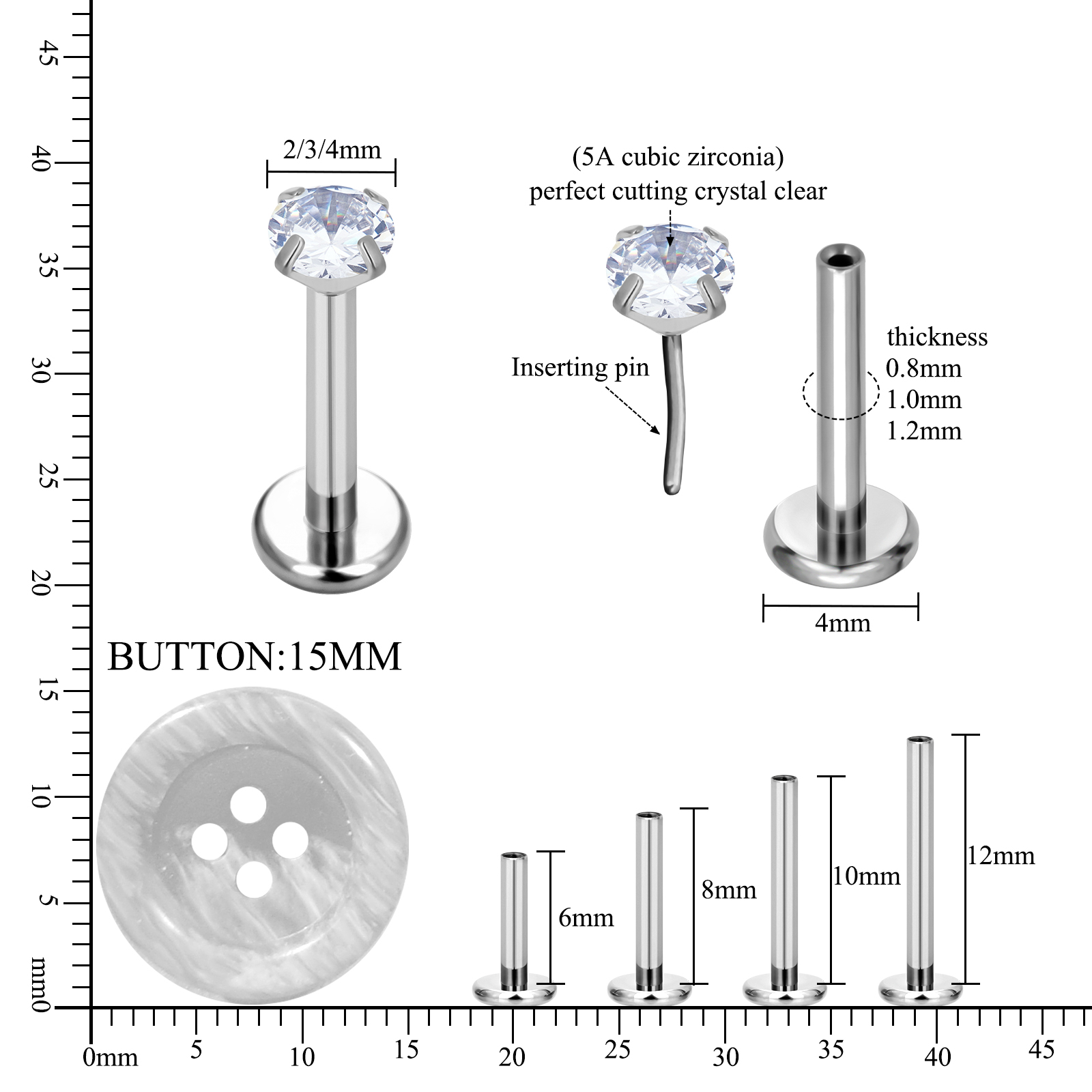 Brinco Labret F136 G23 de Titâ - Flat Back Labret Stud avaliação e preço
