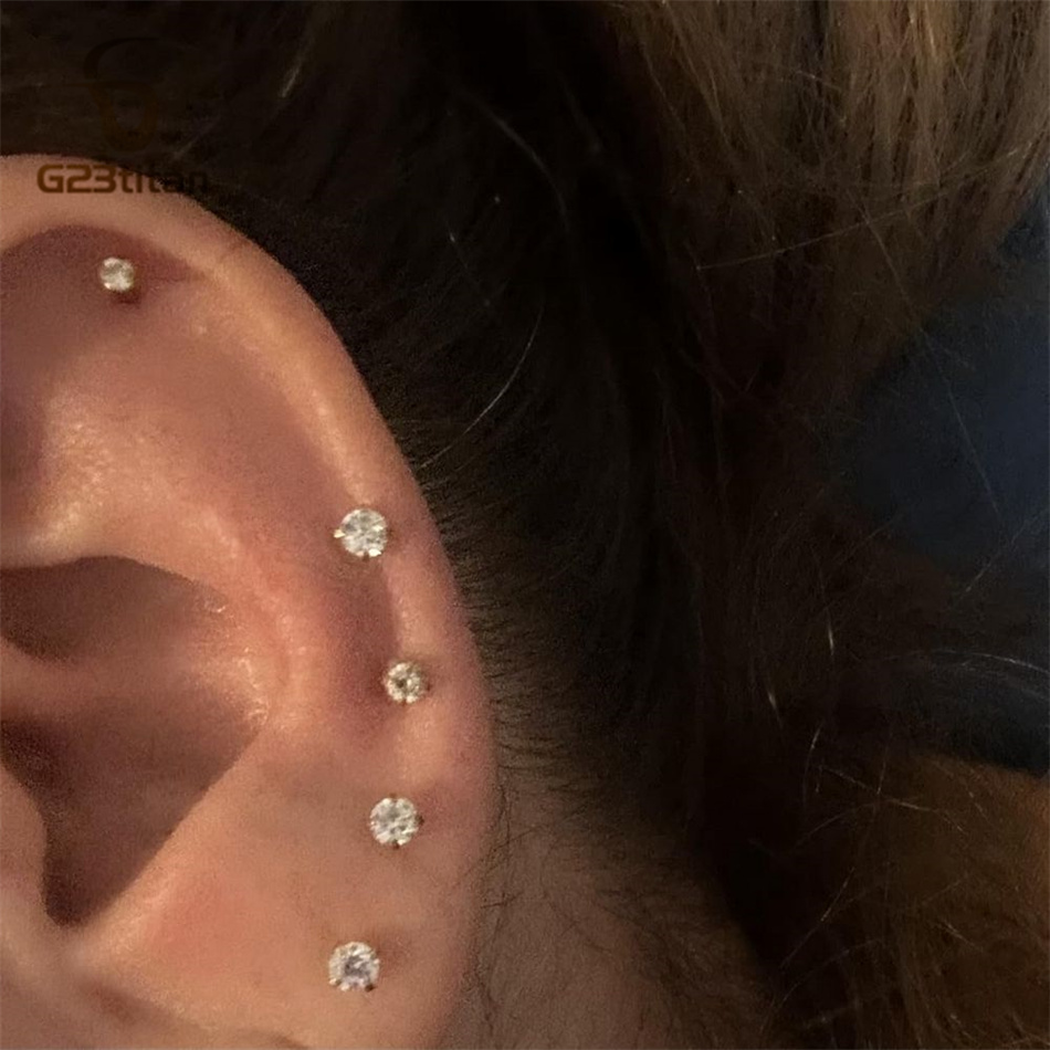 2 peças Piercings de Titânio G - Tragus Flat Back avaliação e preço