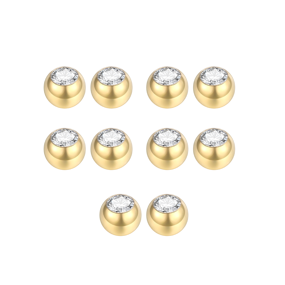 10 pçs aço piercing bolas cz g - Body Jewelry Replacement Ball avaliação e preço