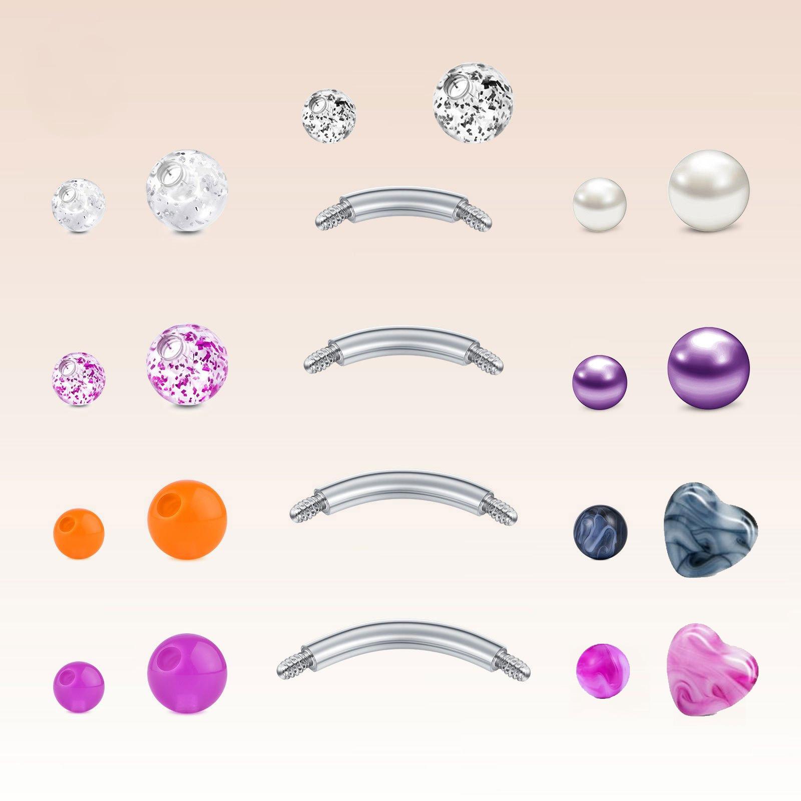 22pcs 14G Navel Barbell Anéis  - Body Jewelry Replacement Ball avaliação e preço
