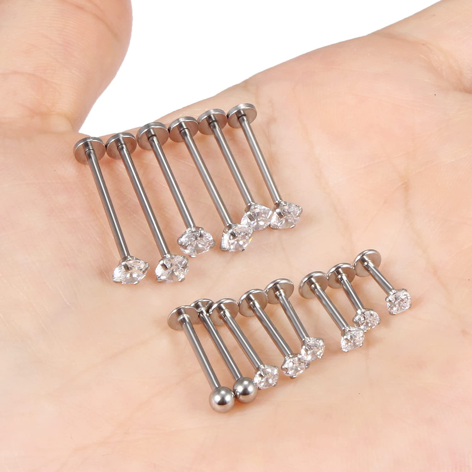 16G Tamanhos Diferentes Flat B - Flat Back Labret Stud avaliação e preço